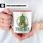 Tree-Rex Tasse lustig Dino Weihnachten, Dinosaurier mit Lich – Rot [farbe:rot]