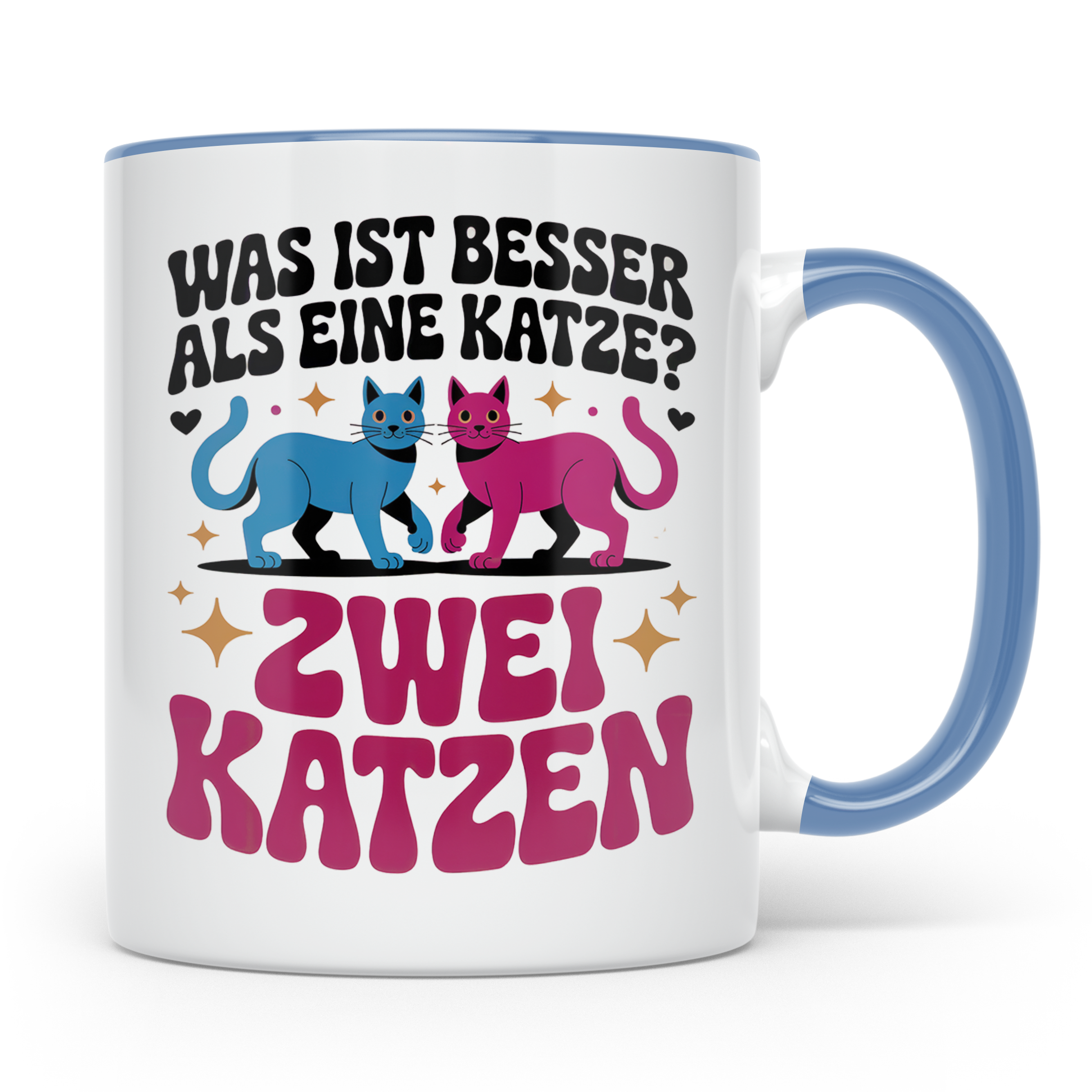 Katzen Tasse - Was ist besser als eine Katze? Zwei Katzen! M – Blau [farbe:blau]