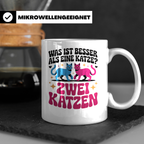Katzen Tasse - Was ist besser als eine Katze? Zwei Katzen! M – Weiß [farbe:weiß]