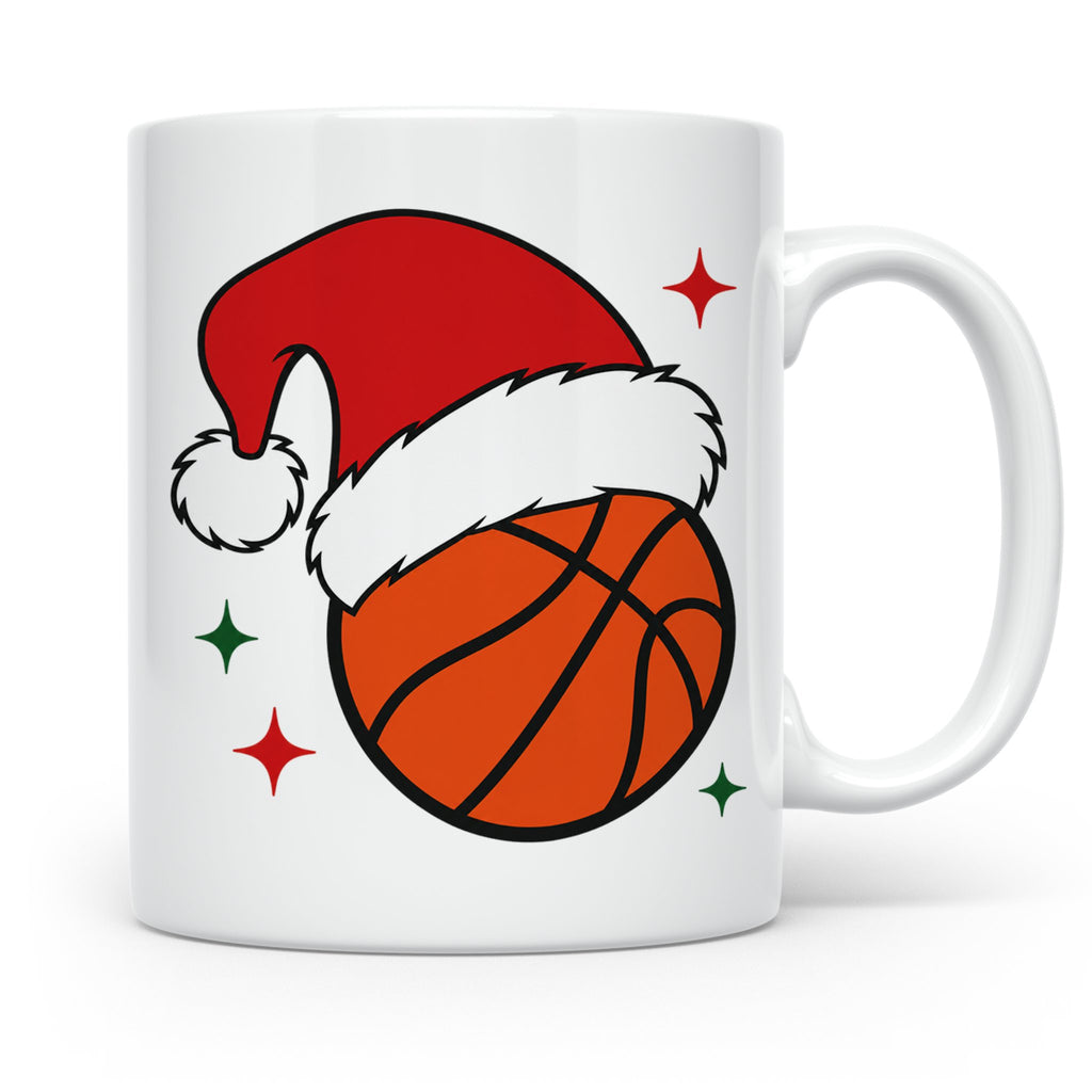 Basketball Weihnachts Tasse mit Weihnachtsmütze, lustiges Ge – Weiß [farbe:weiß]
