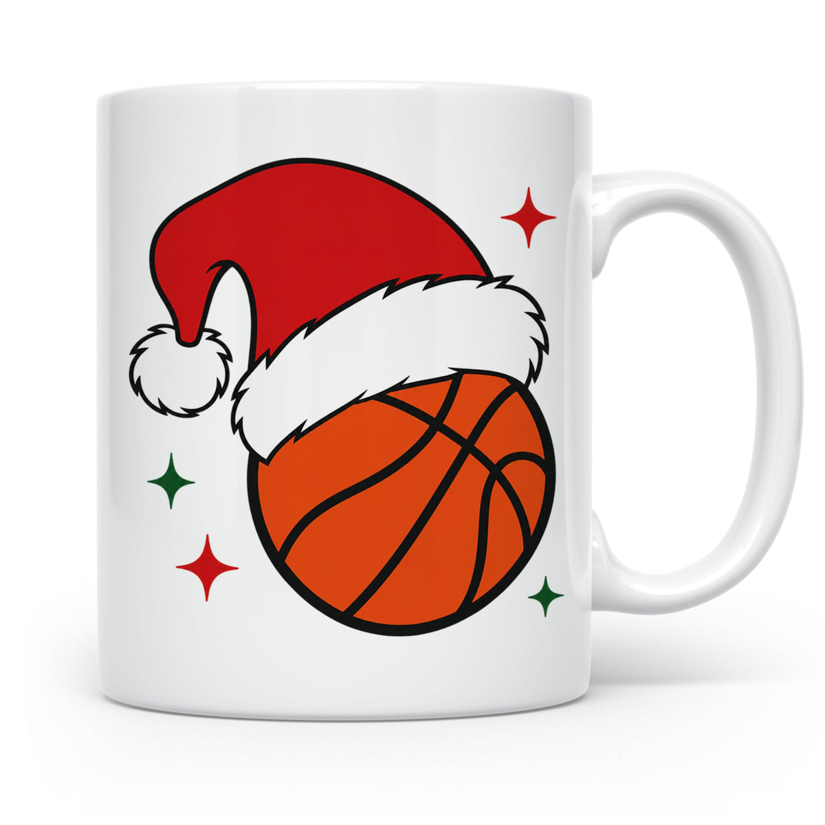 Basketball Weihnachts Tasse mit Weihnachtsmütze, lustiges Ge – Weiß [farbe:weiß]