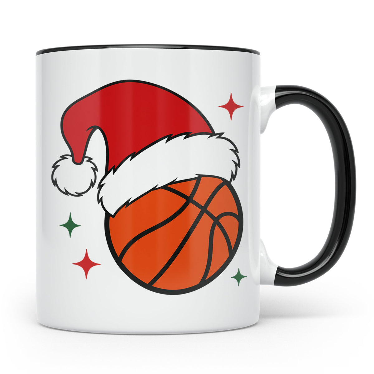 Basketball Weihnachts Tasse mit Weihnachtsmütze, lustiges Ge – Schwarz [farbe:schwarz]