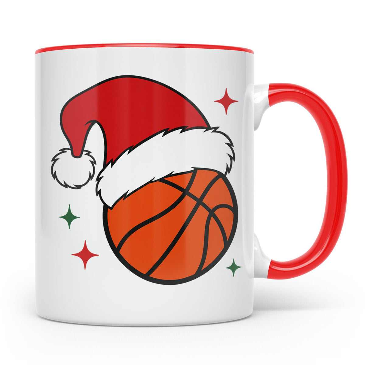 Basketball Weihnachts Tasse mit Weihnachtsmütze, lustiges Ge – Rot [farbe:rot]