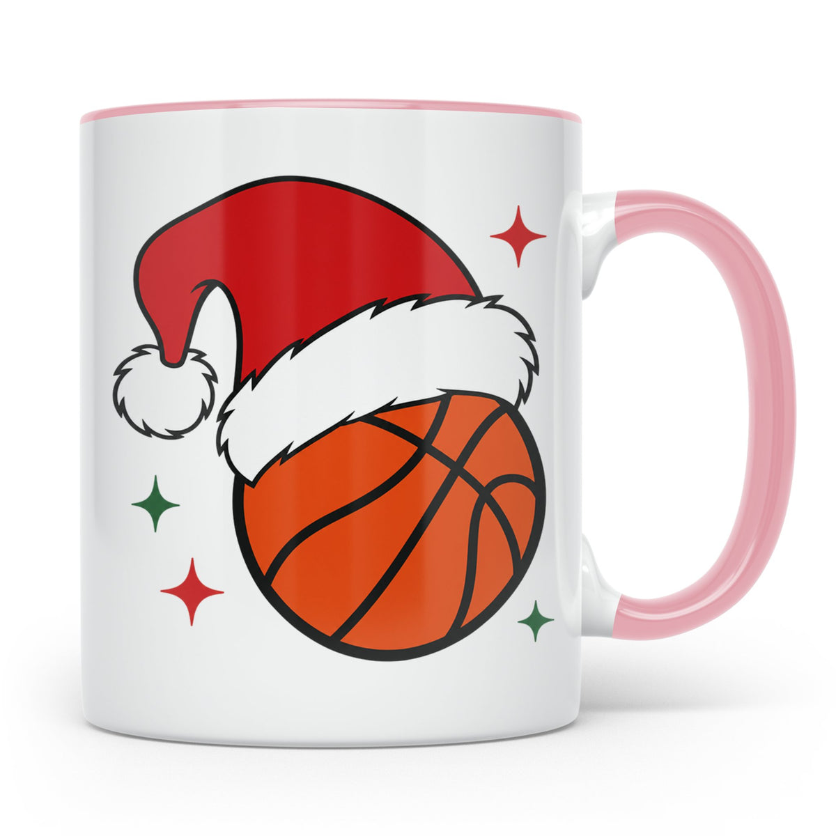 Basketball Weihnachts Tasse mit Weihnachtsmütze, lustiges Ge – Rosa [farbe:rosa]