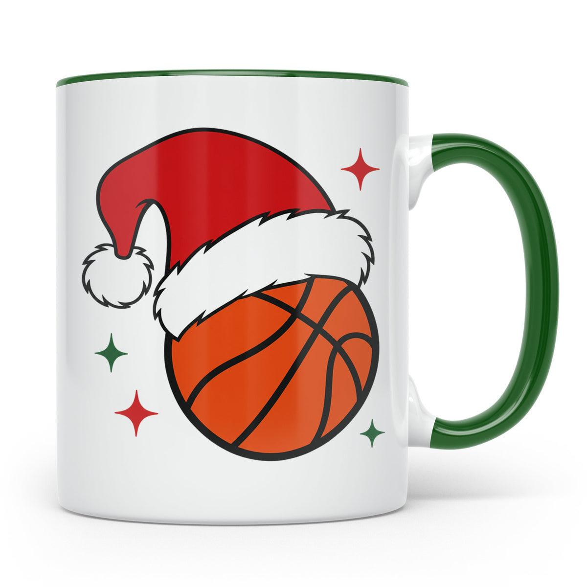 Basketball Weihnachts Tasse mit Weihnachtsmütze, lustiges Ge – Grün [farbe:grün]