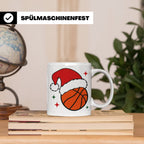 Basketball Weihnachts Tasse mit Weihnachtsmütze, lustiges Ge – Weiß [farbe:weiß]