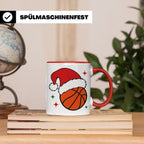 Basketball Weihnachts Tasse mit Weihnachtsmütze, lustiges Ge – Rot [farbe:rot]