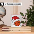 Basketball Weihnachts Tasse mit Weihnachtsmütze, lustiges Ge – Rosa [farbe:rosa]