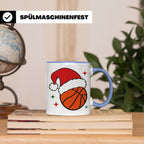 Basketball Weihnachts Tasse mit Weihnachtsmütze, lustiges Ge – Blau [farbe:blau]