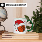 Basketball Weihnachts Tasse mit Weihnachtsmütze, lustiges Ge – Grün [farbe:grün]