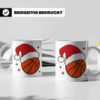 Basketball Weihnachts Tasse mit Weihnachtsmütze, lustiges Ge – Weiß [farbe:weiß]
