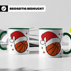 Basketball Weihnachts Tasse mit Weihnachtsmütze, lustiges Ge – Grün [farbe:grün]