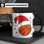 Basketball Weihnachts Tasse mit Weihnachtsmütze, lustiges Ge – Schwarz [farbe:schwarz]
