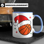 Basketball Weihnachts Tasse mit Weihnachtsmütze, lustiges Ge – Blau [farbe:blau]