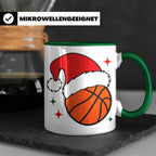 Basketball Weihnachts Tasse mit Weihnachtsmütze, lustiges Ge – Grün [farbe:grün]