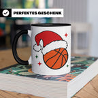 Basketball Weihnachts Tasse mit Weihnachtsmütze, lustiges Ge – Schwarz [farbe:schwarz]