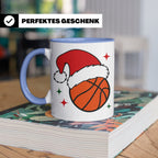 Basketball Weihnachts Tasse mit Weihnachtsmütze, lustiges Ge – Blau [farbe:blau]