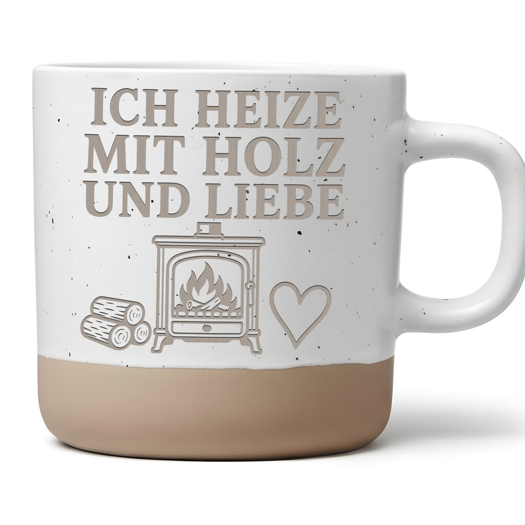 Ich heize mit Holz und Liebe Tasse - Kaminofen Geschenk für Kaminbesit – Bild 1
