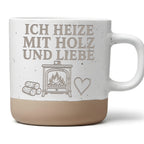 Ich heize mit Holz und Liebe Tasse - Kaminofen Geschenk für Kaminbesit – Bild 1