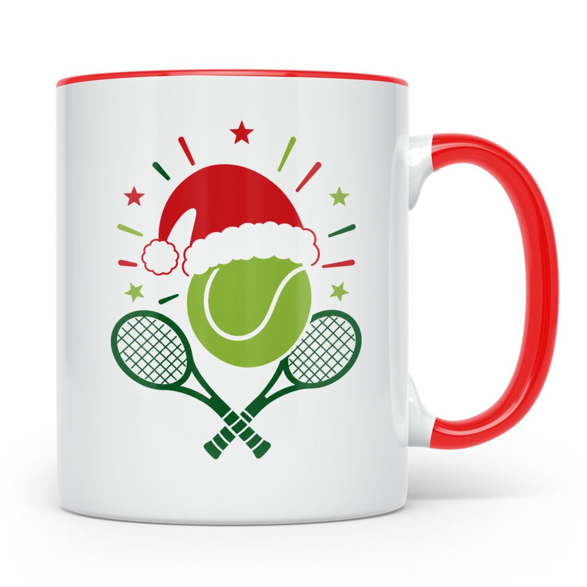 Tennis Tasse Weihnachten mit Nikolausmütze, Geschenk für Ten – Rot [farbe:rot]