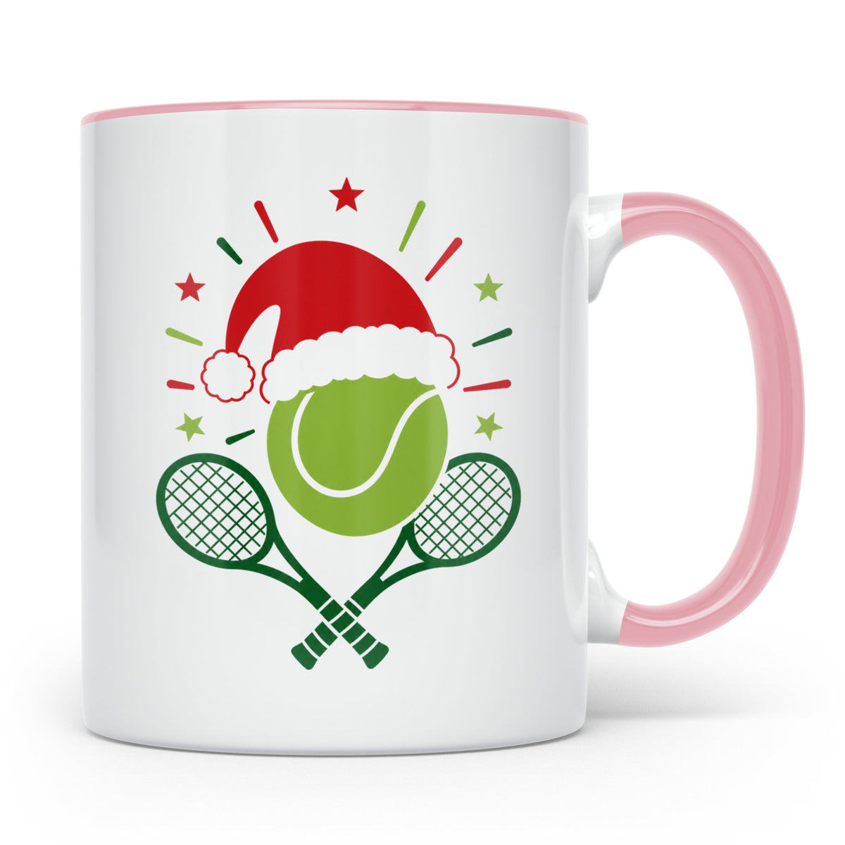 Tennis Tasse Weihnachten mit Nikolausmütze, Geschenk für Ten – Rosa [farbe:rosa]