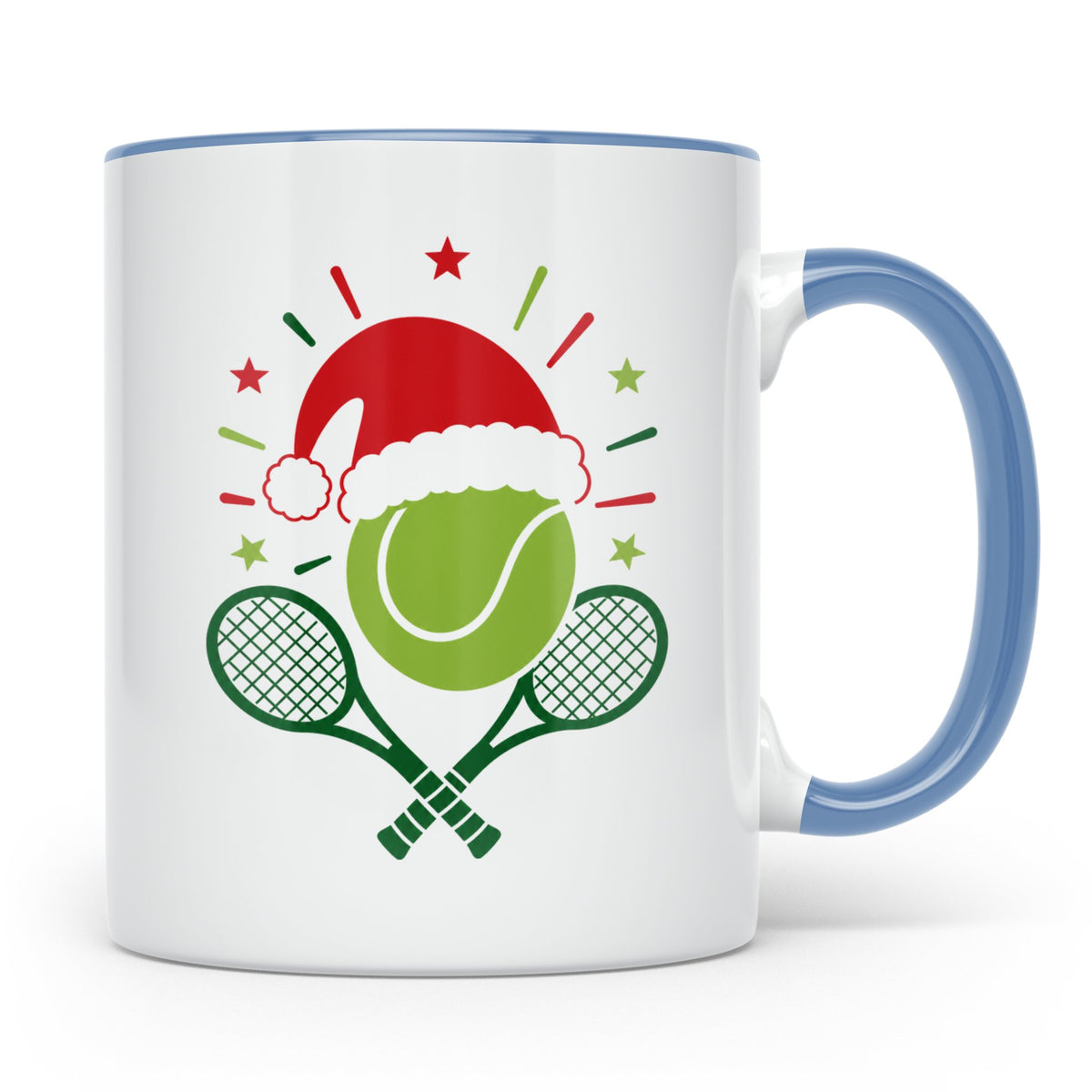 Tennis Tasse Weihnachten mit Nikolausmütze, Geschenk für Ten – Blau [farbe:blau]