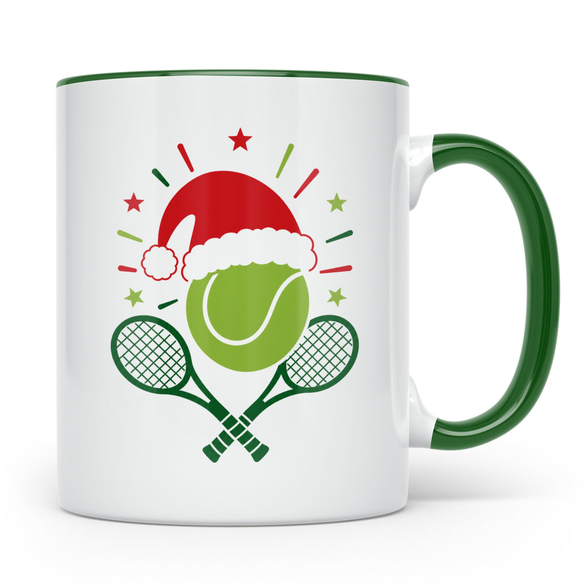 Tennis Tasse Weihnachten mit Nikolausmütze, Geschenk für Ten – Grün [farbe:grün]