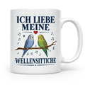 Wellensittich Tasse mit Spruch 'Ich liebe meine Wellensittic – Weiß [farbe:weiß]