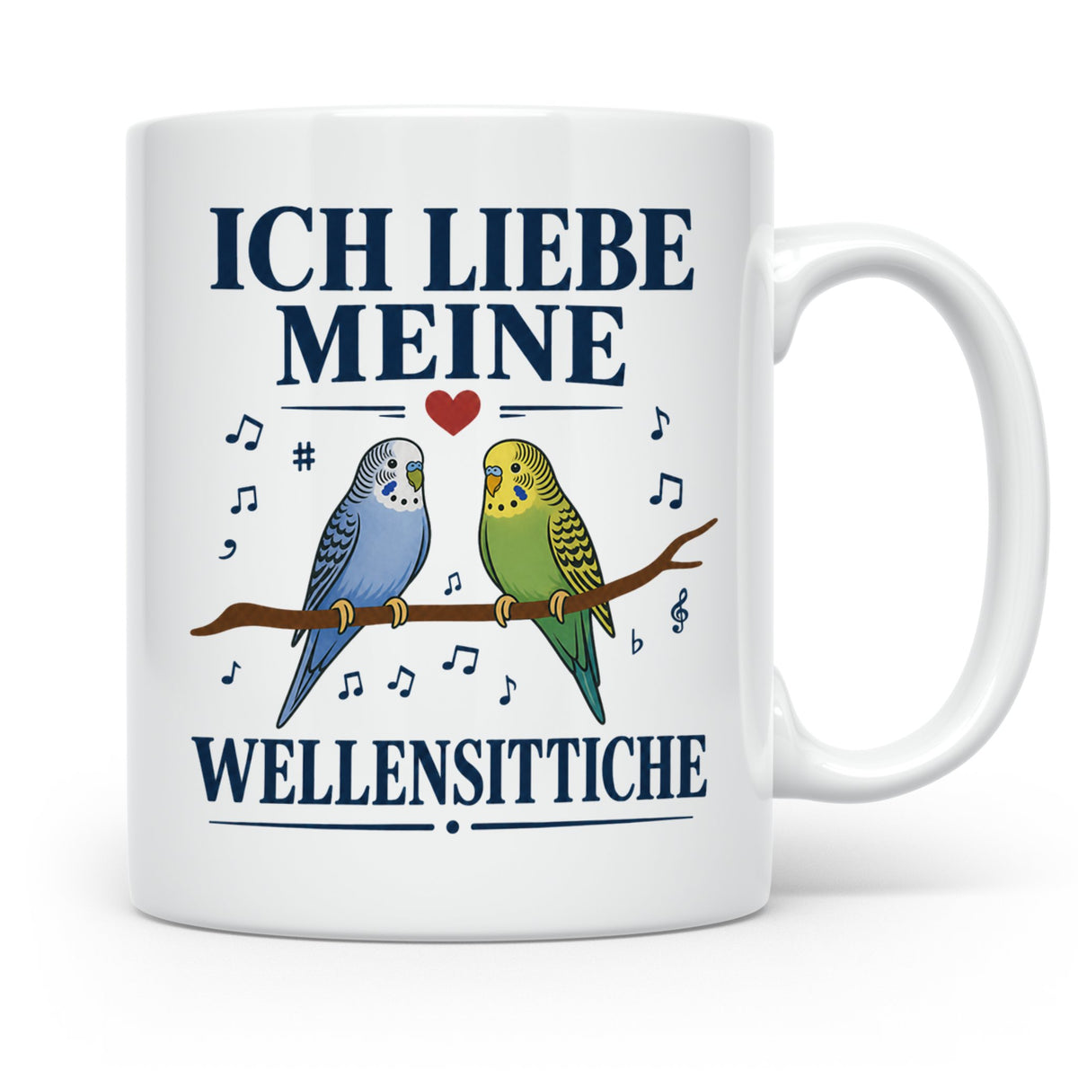 Wellensittich Tasse mit Spruch 'Ich liebe meine Wellensittic – Weiß [farbe:weiß]