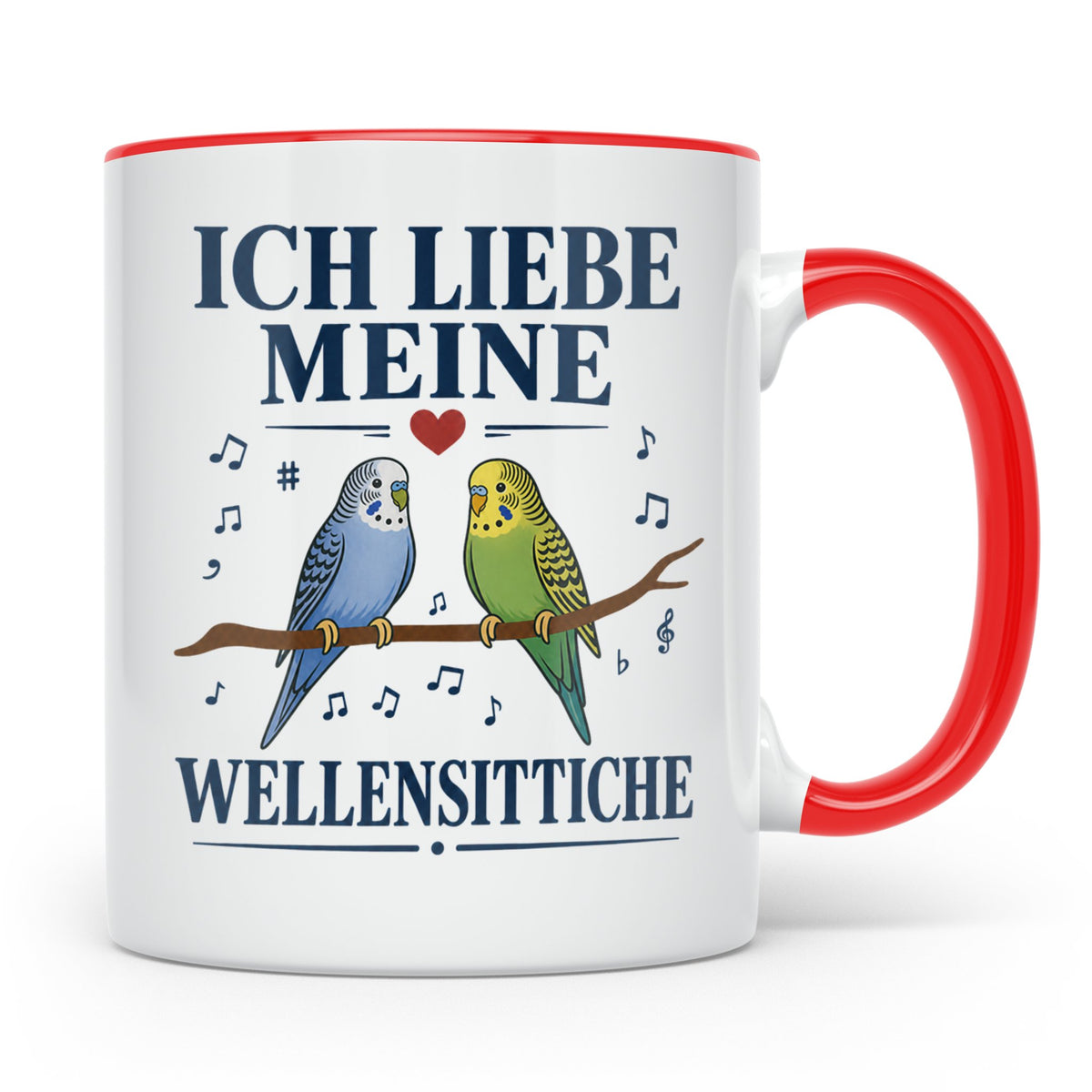 Wellensittich Tasse mit Spruch 'Ich liebe meine Wellensittic – Rot [farbe:rot]