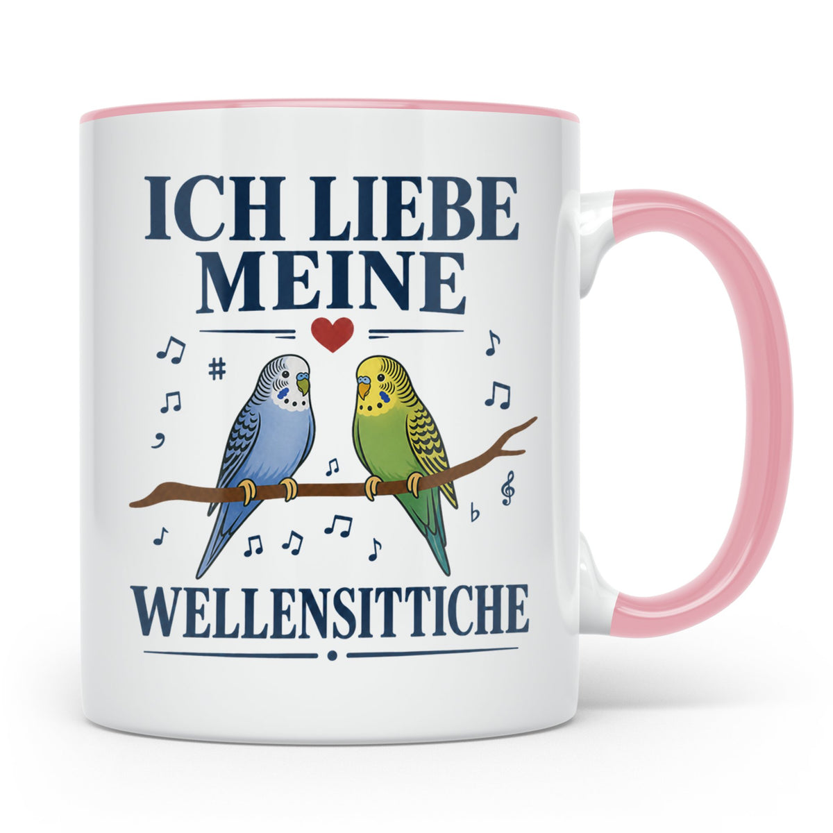 Wellensittich Tasse mit Spruch 'Ich liebe meine Wellensittic – Rosa [farbe:rosa]