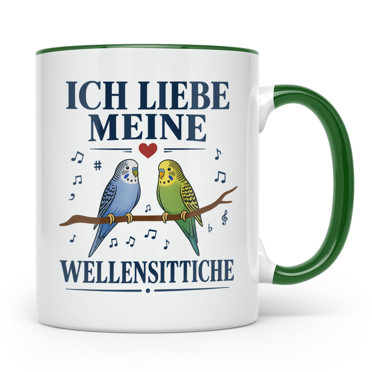 Wellensittich Tasse mit Spruch 'Ich liebe meine Wellensittic – Grün [farbe:grün]