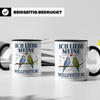 Wellensittich Tasse mit Spruch 'Ich liebe meine Wellensittic – Schwarz [farbe:schwarz]