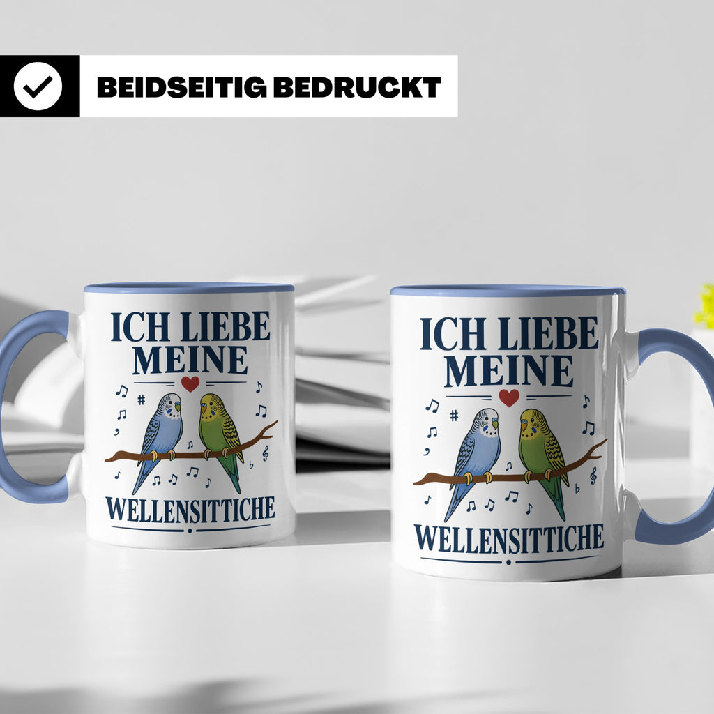 Wellensittich Tasse mit Spruch 'Ich liebe meine Wellensittic – Blau [farbe:blau]