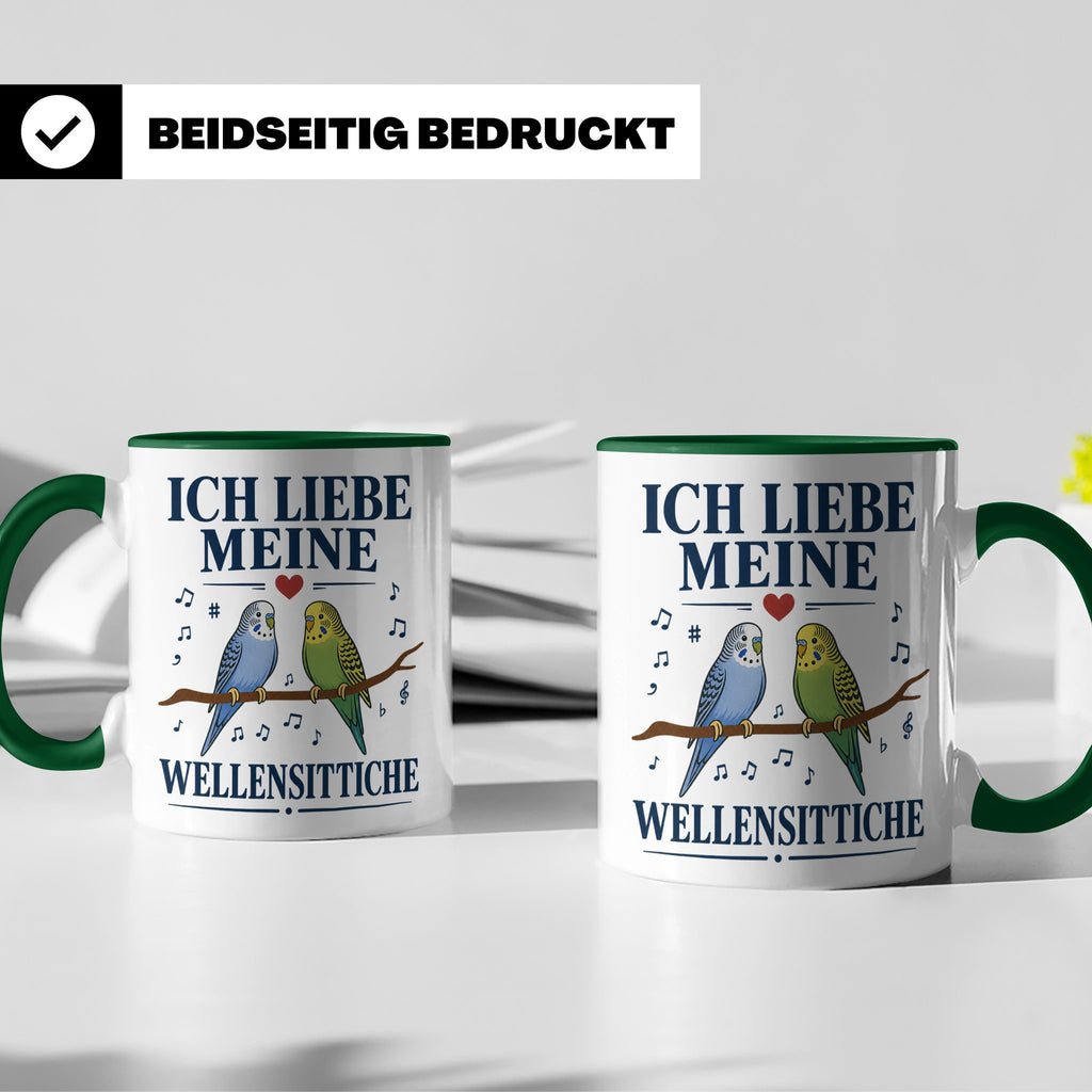 Wellensittich Tasse mit Spruch 'Ich liebe meine Wellensittic – Grün [farbe:grün]