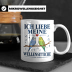 Wellensittich Tasse mit Spruch 'Ich liebe meine Wellensittic – Weiß [farbe:weiß]