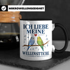 Wellensittich Tasse mit Spruch 'Ich liebe meine Wellensittic – Schwarz [farbe:schwarz]