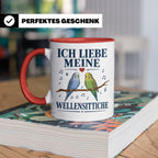 Wellensittich Tasse mit Spruch 'Ich liebe meine Wellensittic – Rot [farbe:rot]