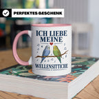 Wellensittich Tasse mit Spruch 'Ich liebe meine Wellensittic – Rosa [farbe:rosa]