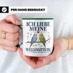Wellensittich Tasse mit Spruch 'Ich liebe meine Wellensittic – Grün [farbe:grün]