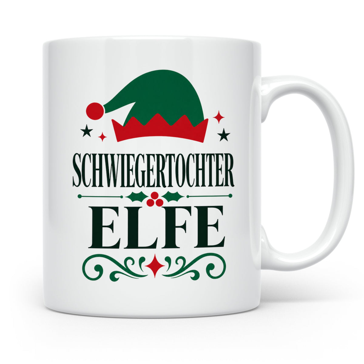 Schwiegertochter Elfe Tasse lustig Familie Partnerlook Weihn – Weiß [farbe:weiß]