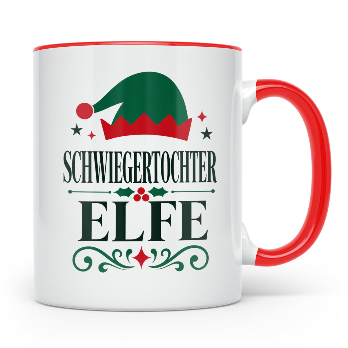 Schwiegertochter Elfe Tasse lustig Familie Partnerlook Weihn – Rot [farbe:rot]