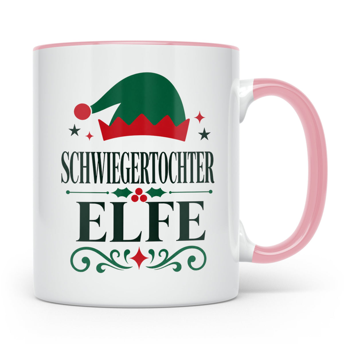Schwiegertochter Elfe Tasse lustig Familie Partnerlook Weihn – Rosa [farbe:rosa]