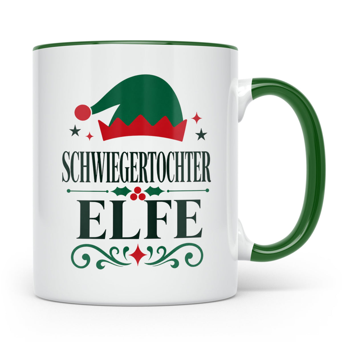 Schwiegertochter Elfe Tasse lustig Familie Partnerlook Weihn – Grün [farbe:grün]