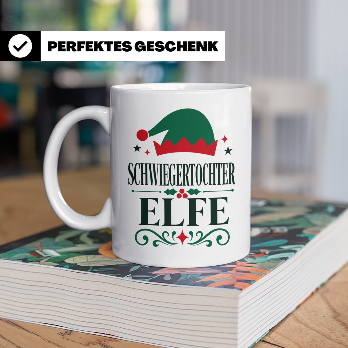 Schwiegertochter Elfe Tasse lustig Familie Partnerlook Weihn – Weiß [farbe:weiß]
