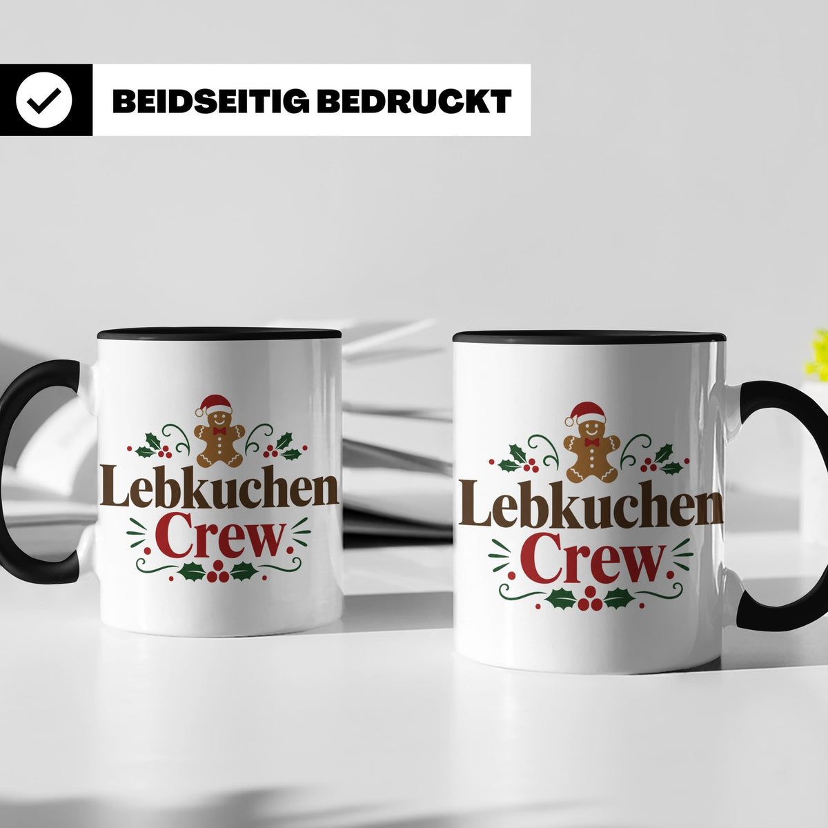 Lebkuchen Crew Tasse für die ganze Familie lustiger Kaffeebe – Schwarz [farbe:schwarz]