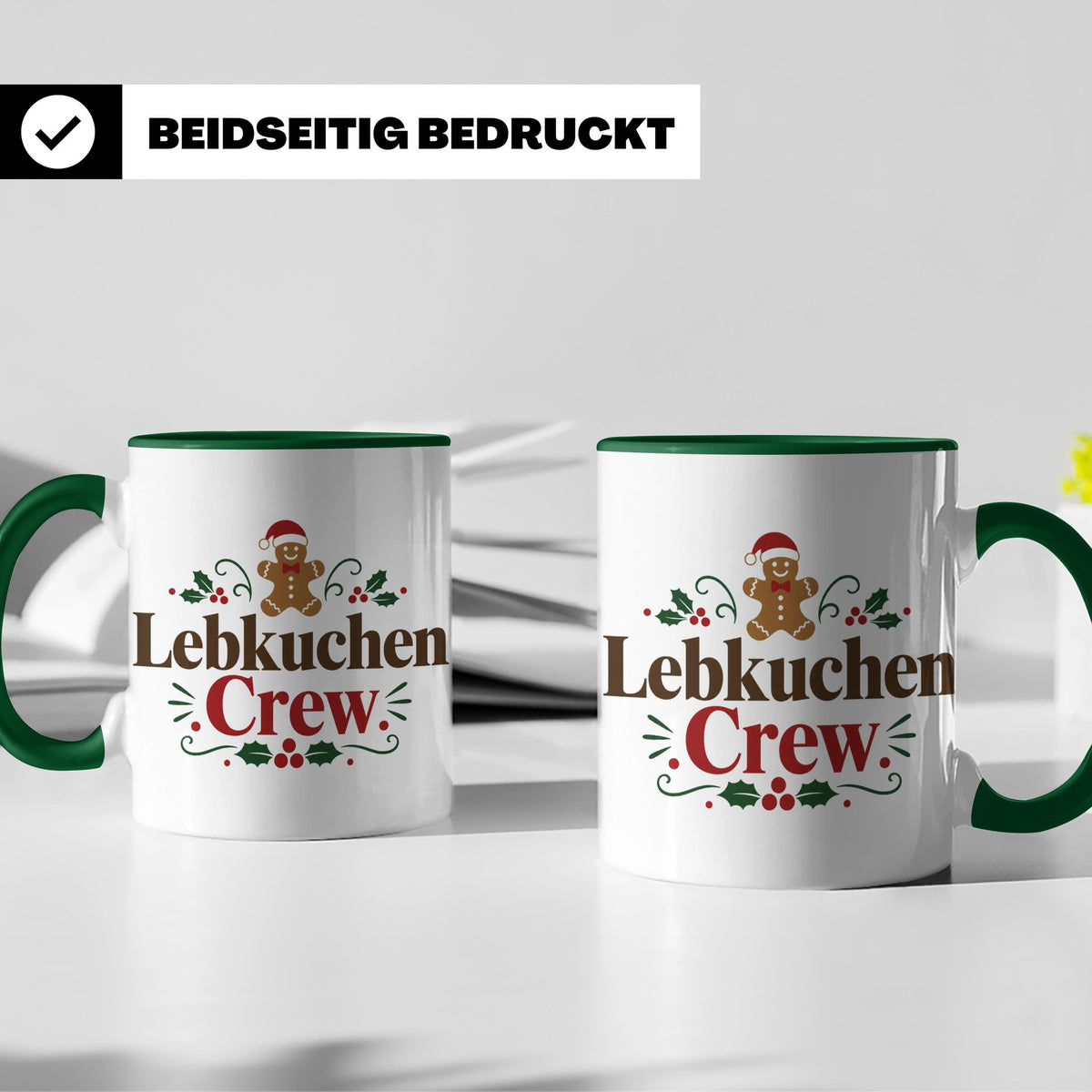 Lebkuchen Crew Tasse für die ganze Familie lustiger Kaffeebe – Grün [farbe:grün]