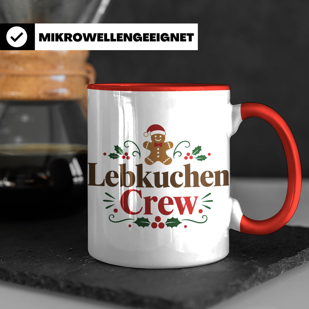 Lebkuchen Crew Tasse für die ganze Familie lustiger Kaffeebe – Rot [farbe:rot]
