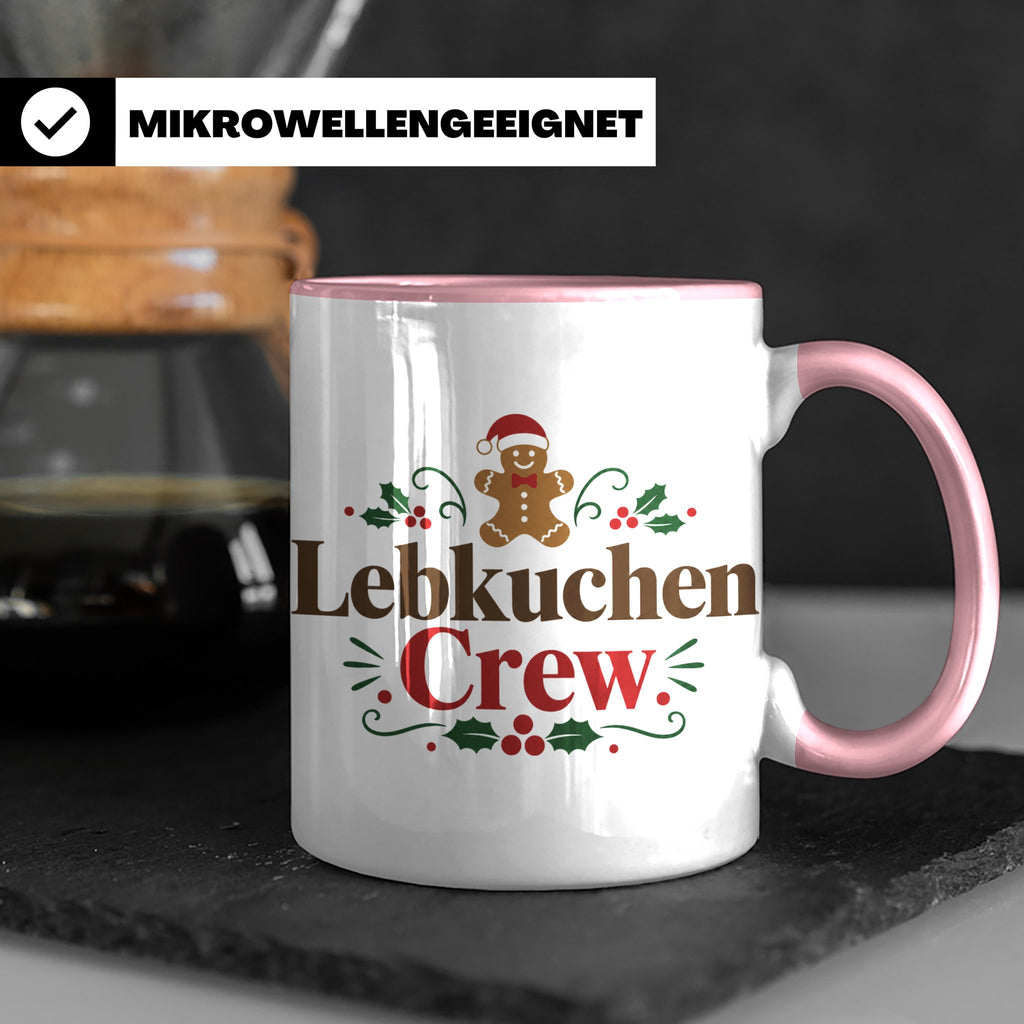 Lebkuchen Crew Tasse für die ganze Familie lustiger Kaffeebe – Rosa [farbe:rosa]