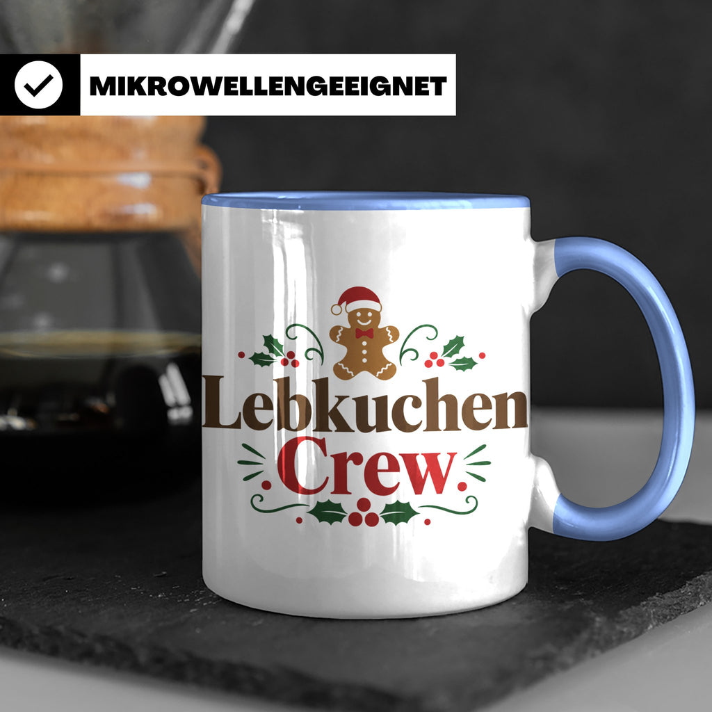 Lebkuchen Crew Tasse für die ganze Familie lustiger Kaffeebe – Blau [farbe:blau]